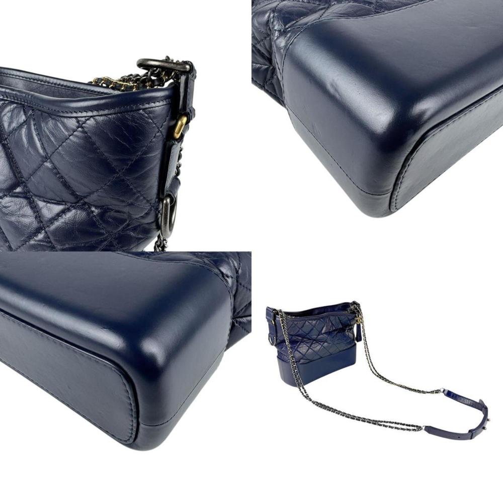 Navy Leather Chanel Shoulder Bag