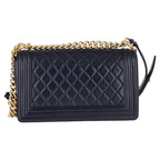 Navy Leather Chanel Shoulder Bag