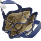 Navy Leather Chanel Tote
