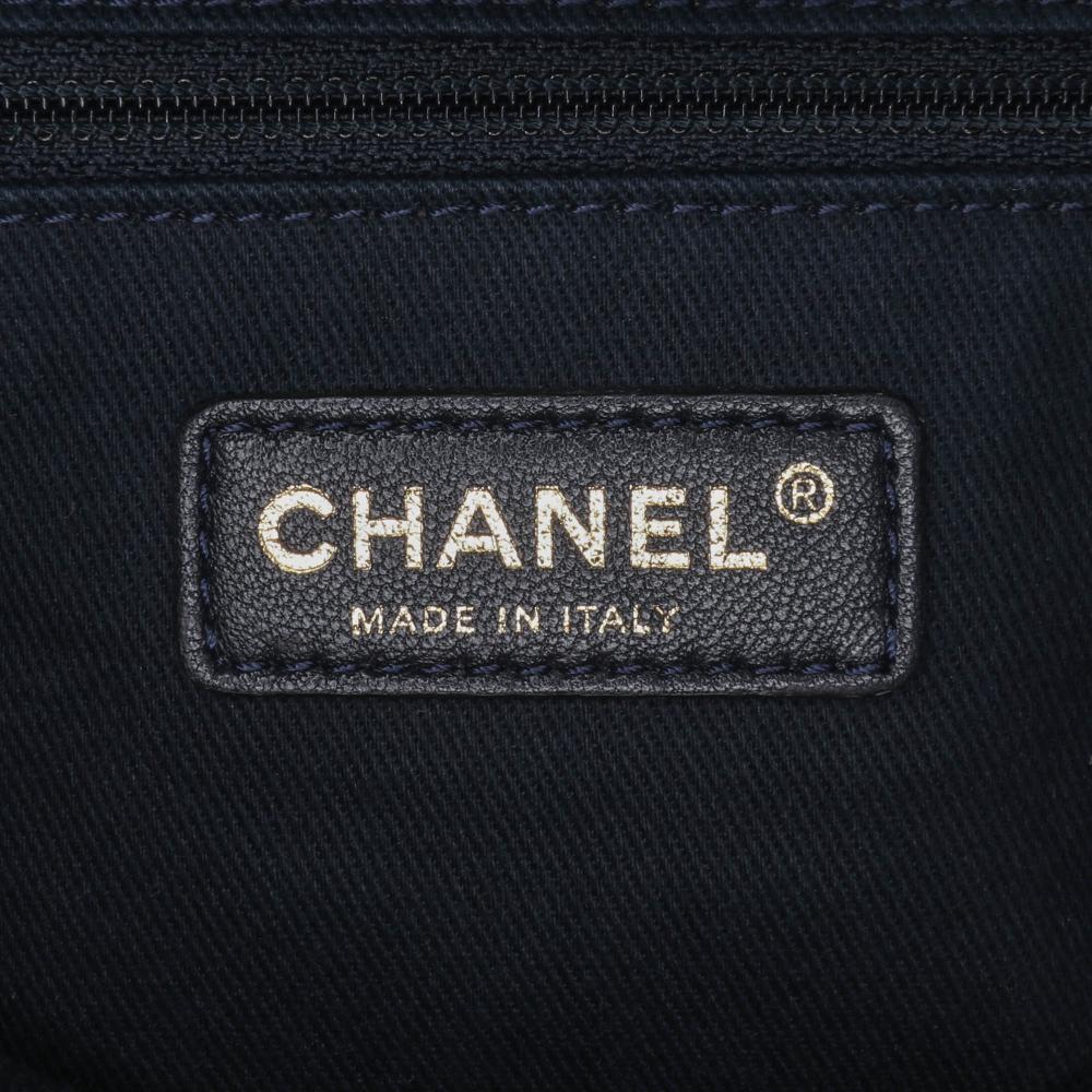 Navy Leather Chanel Tote