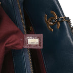 Navy Leather Chanel Shoulder Bag