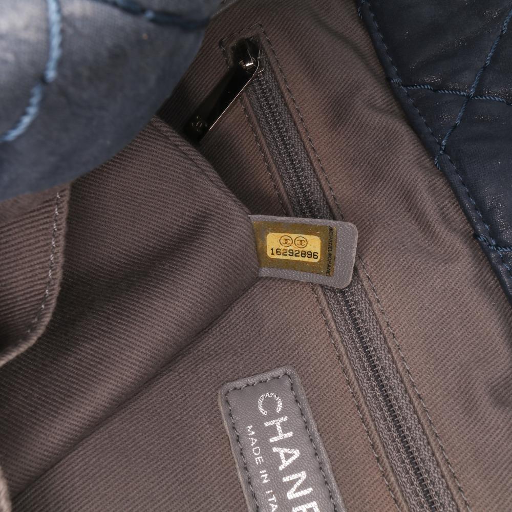 Navy Leather Chanel Tote