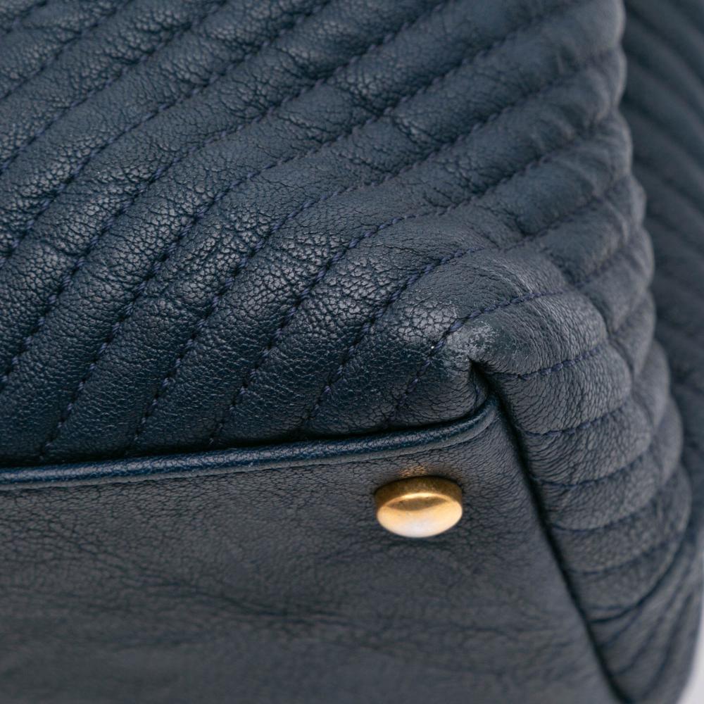 Navy Leather Chanel Tote