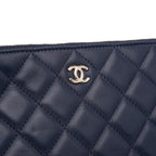 Navy Leather Chanel Clutch