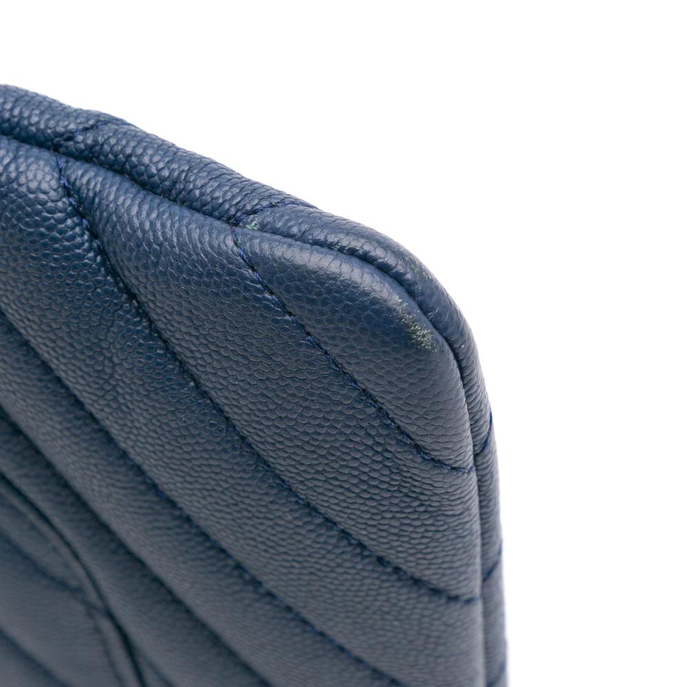 Navy Leather Chanel Clutch