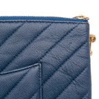 Navy Leather Chanel Clutch