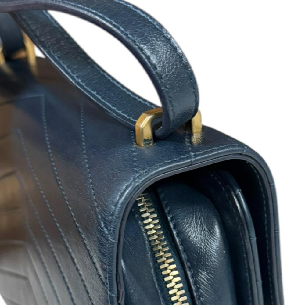 Navy Leather Chanel Shoulder Bag