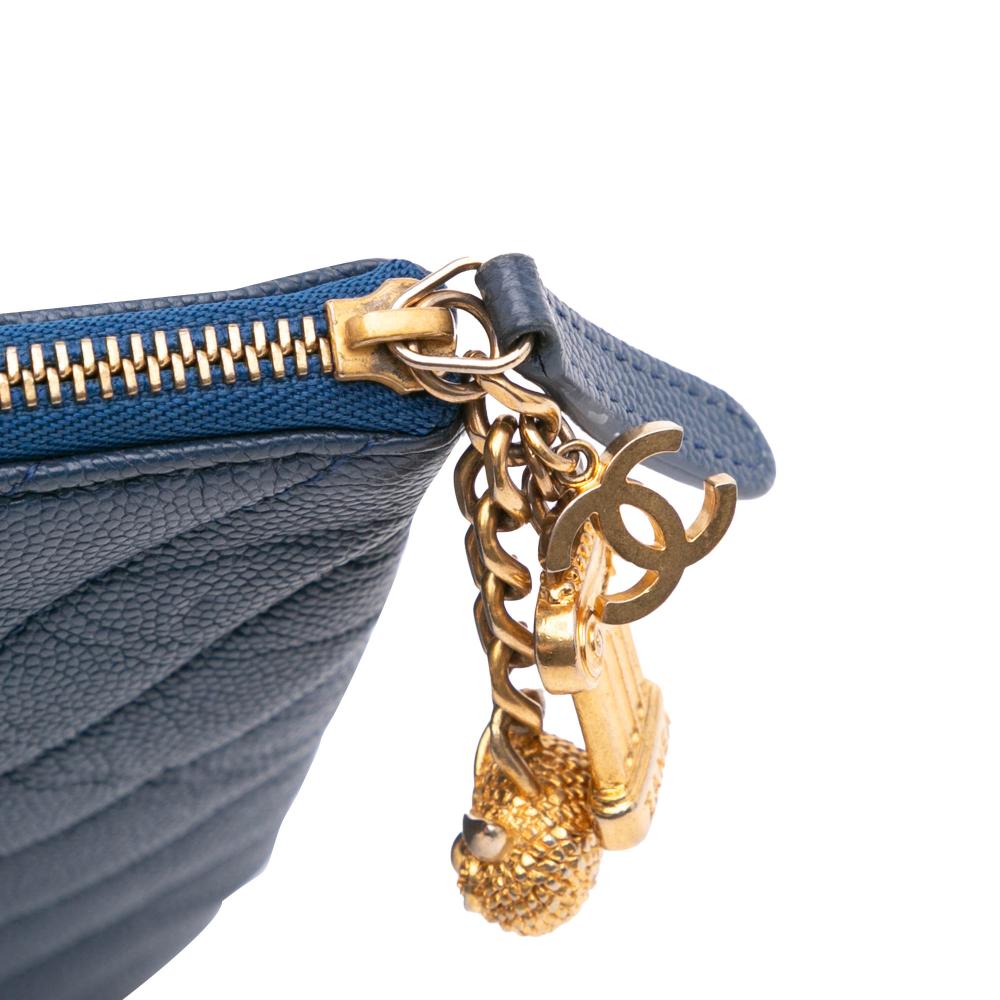 Navy Leather Chanel Clutch
