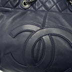 Navy Leather Chanel Tote