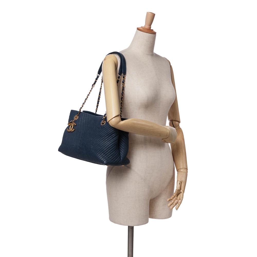 Navy Leather Chanel Tote