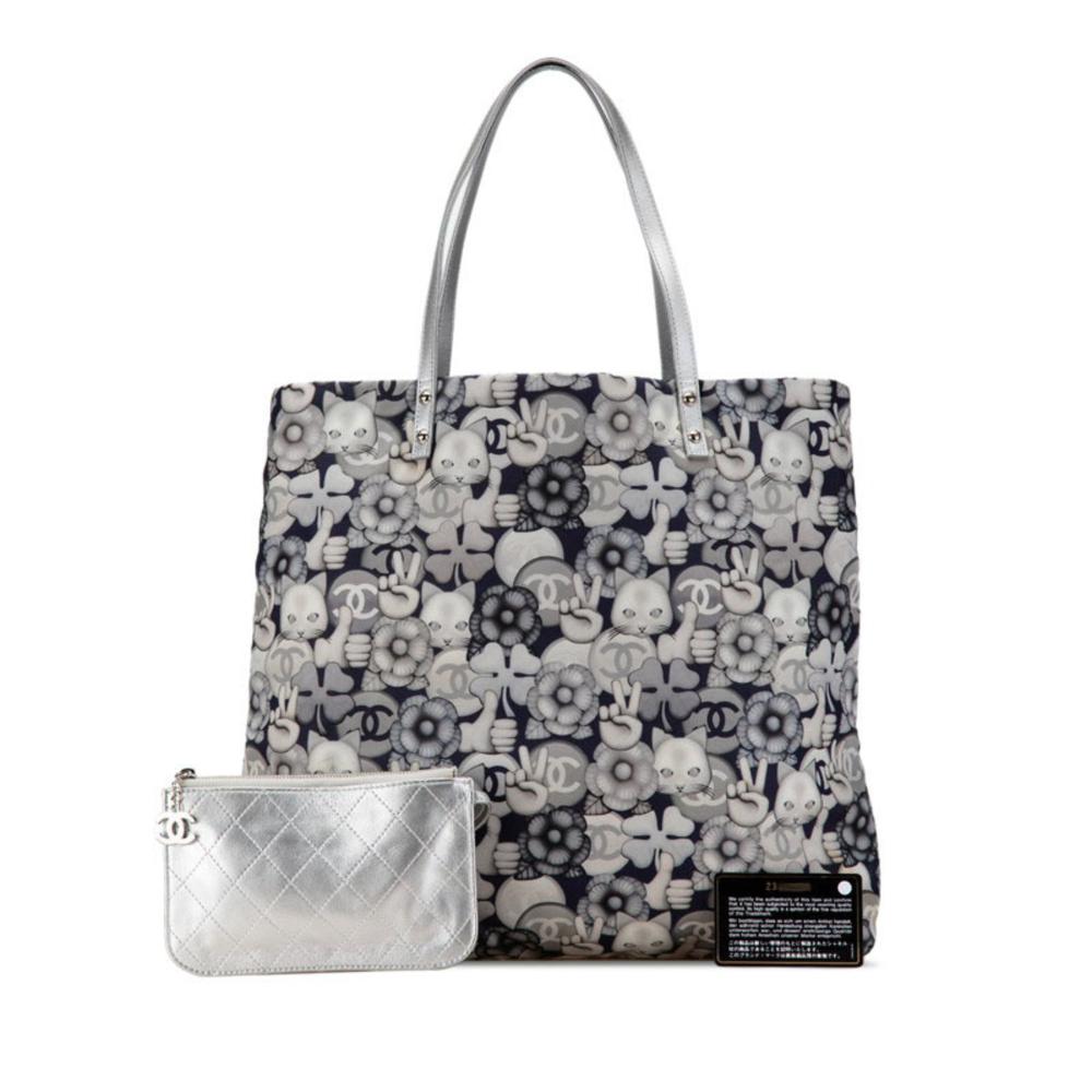 Navy Nylon Chanel Tote