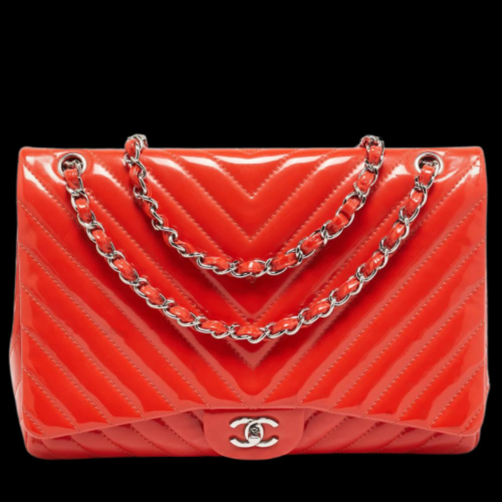 Orange Fabric Chanel Flap Bag