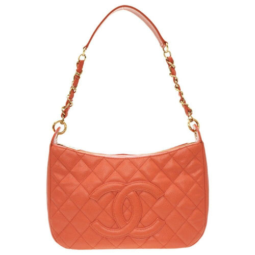 Orange Fabric Chanel Wallet On Chain