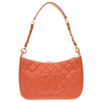 Orange Fabric Chanel Wallet On Chain