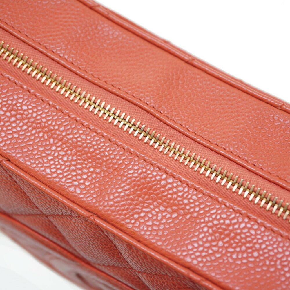 Orange Fabric Chanel Wallet On Chain