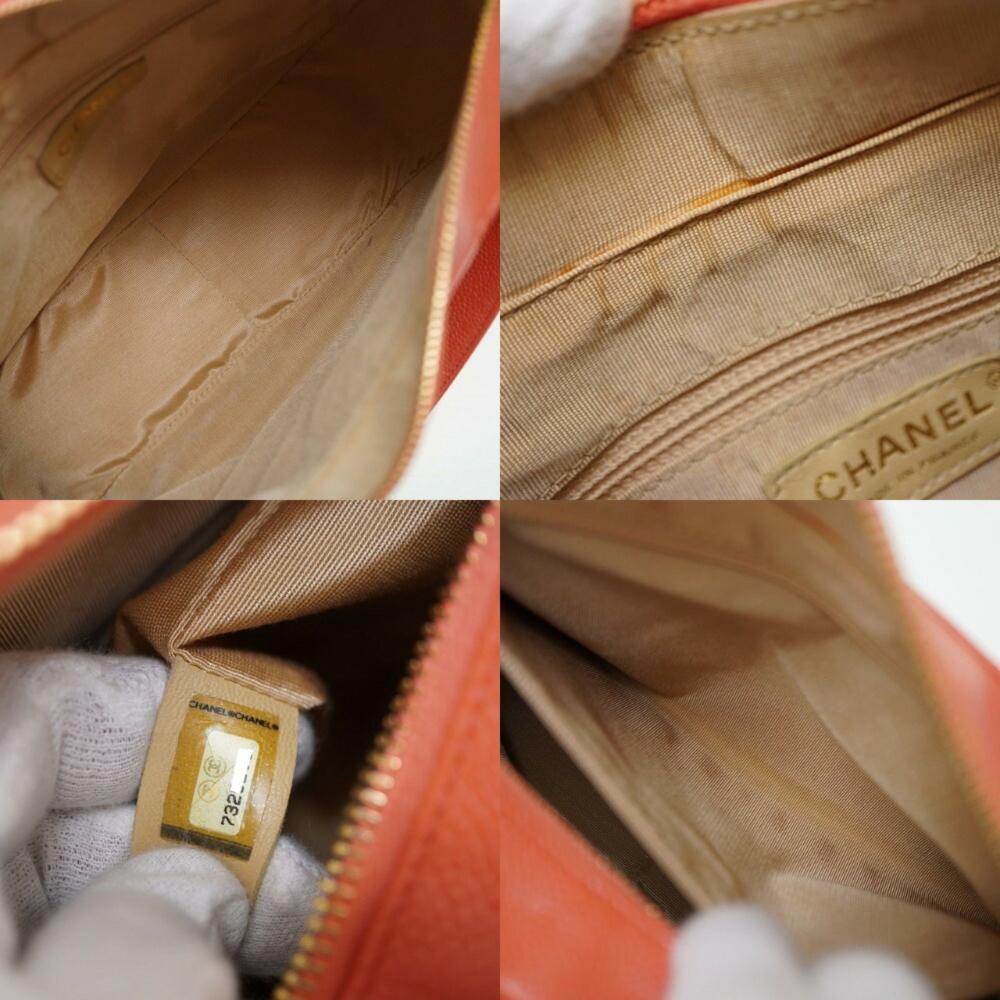 Orange Fabric Chanel Wallet On Chain