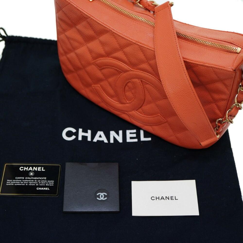 Orange Fabric Chanel Wallet On Chain