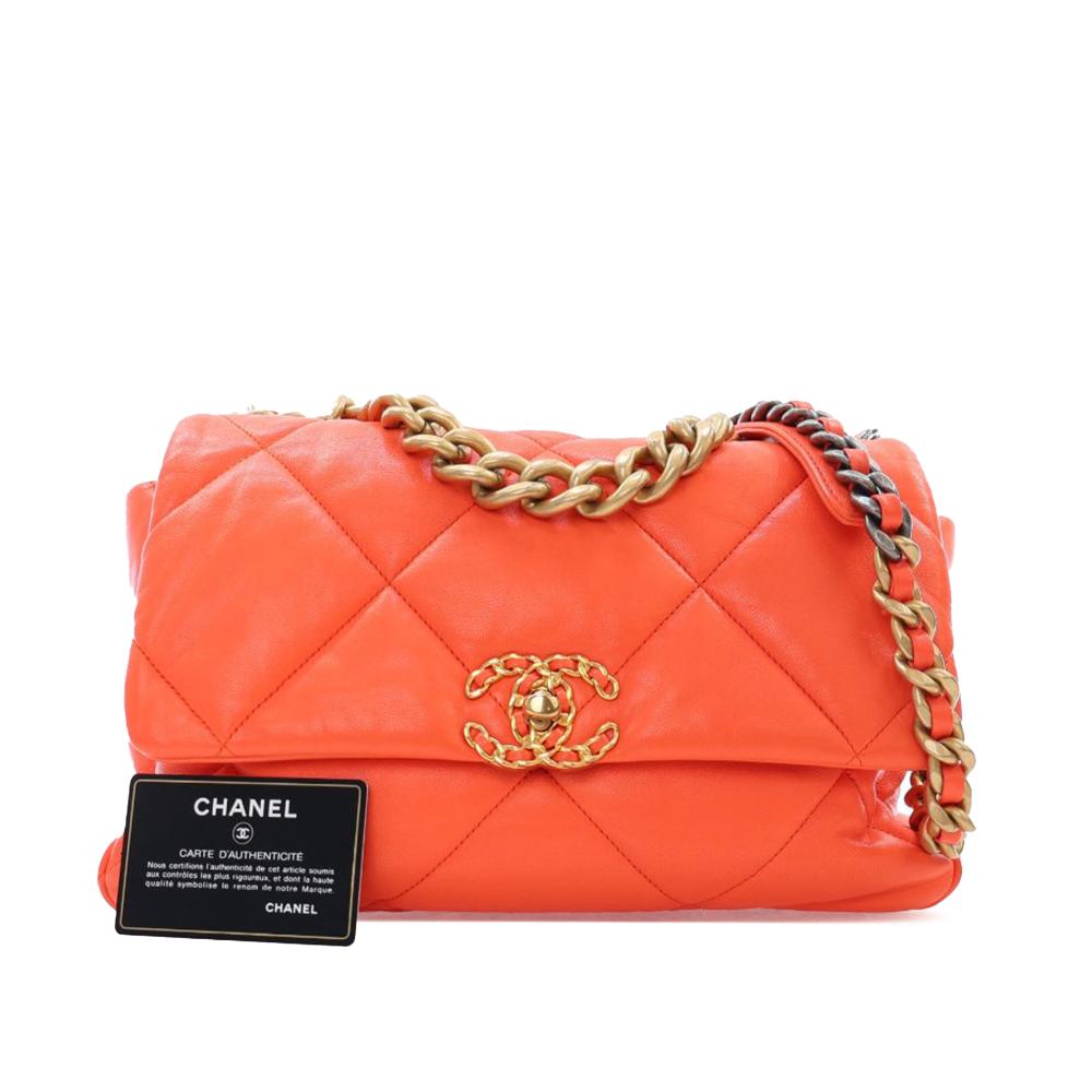 Orange Leather Chanel Flap Bag