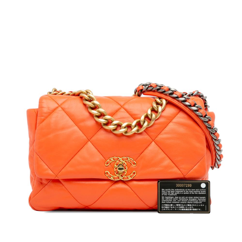 Orange Leather Chanel Flap Bag