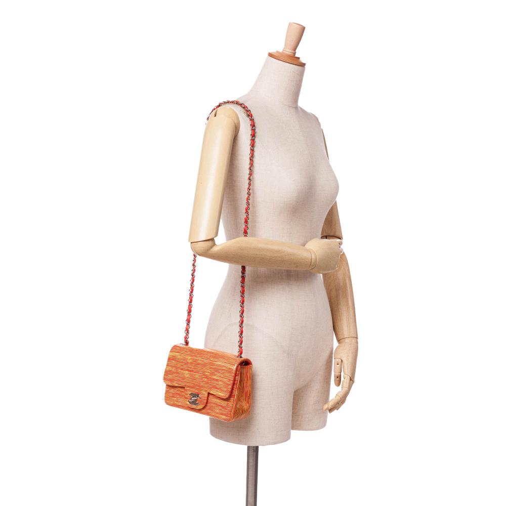 Orange Leather Chanel Crossbody Bag