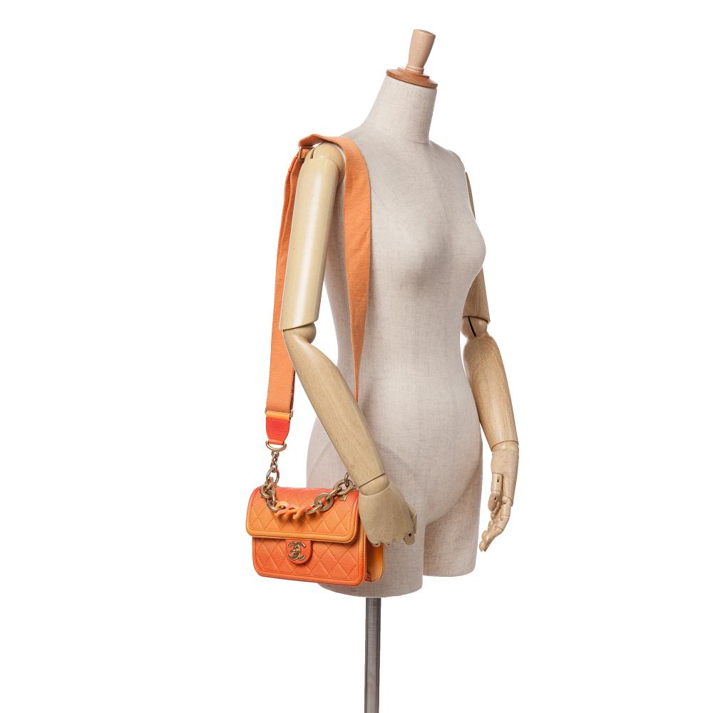 Orange Leather Chanel Flap Bag