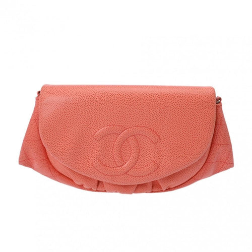 Orange Leather Chanel Wallet On Chain