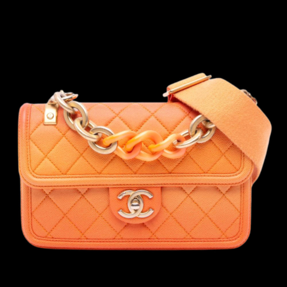 Orange Leather Chanel Flap Bag