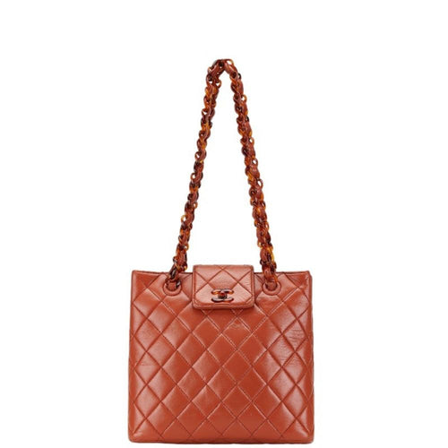 Orange Leather Chanel Shoulder Bag