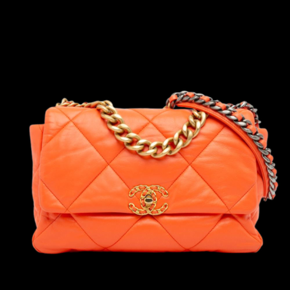 Orange Leather Chanel Flap Bag