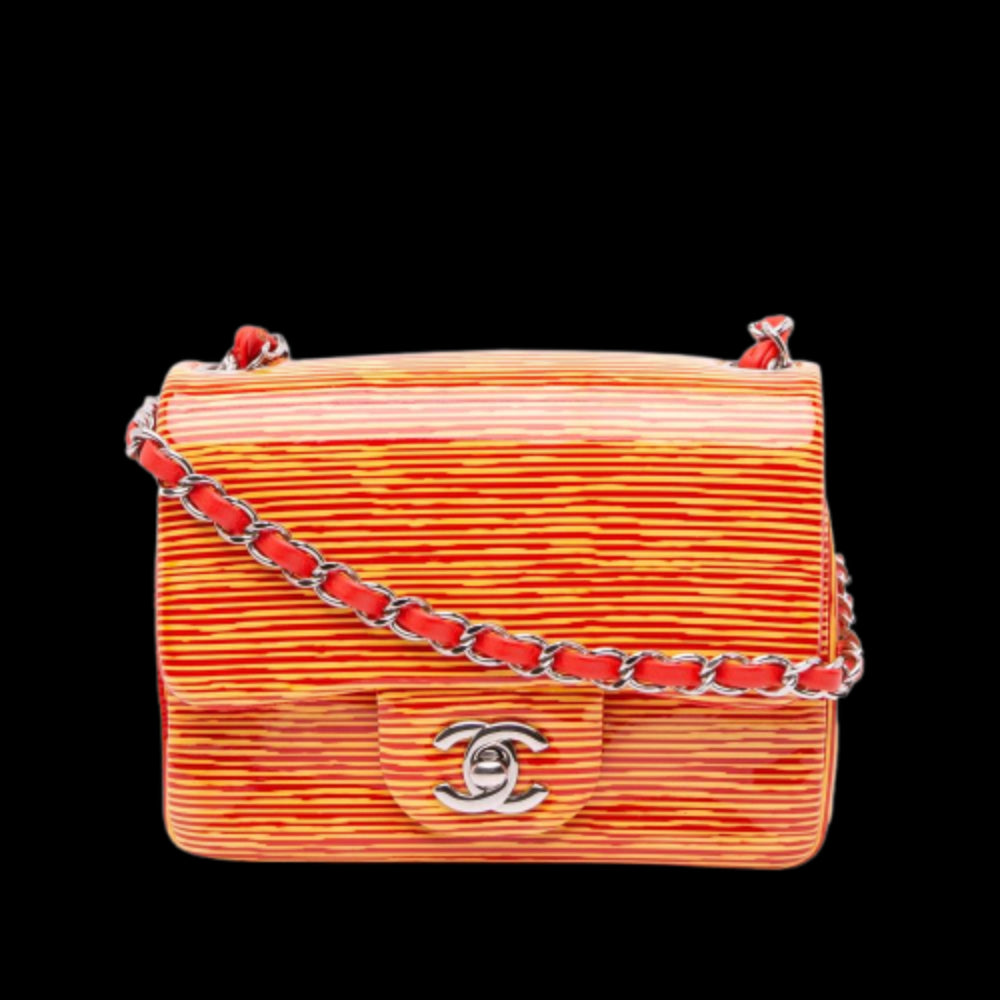 Orange Leather Chanel Crossbody Bag