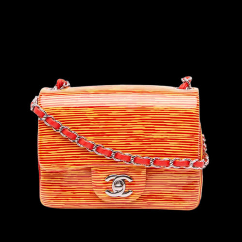 Orange Leather Chanel Crossbody Bag