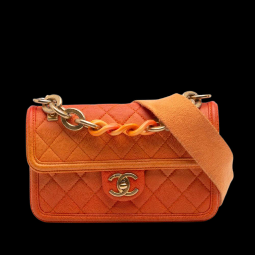 Orange Leather Chanel Flap Bag