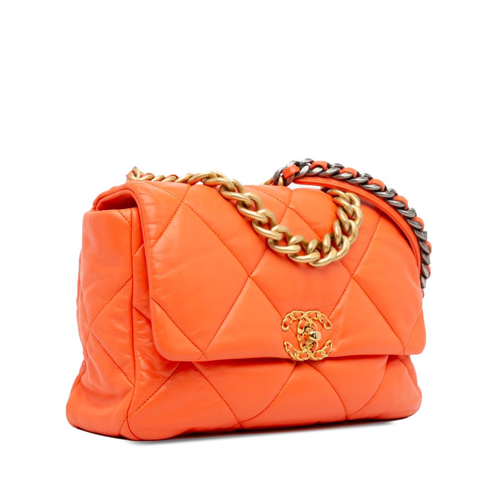 Orange Leather Chanel Flap Bag