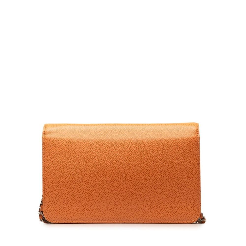 Orange Leather Chanel Shoulder Bag