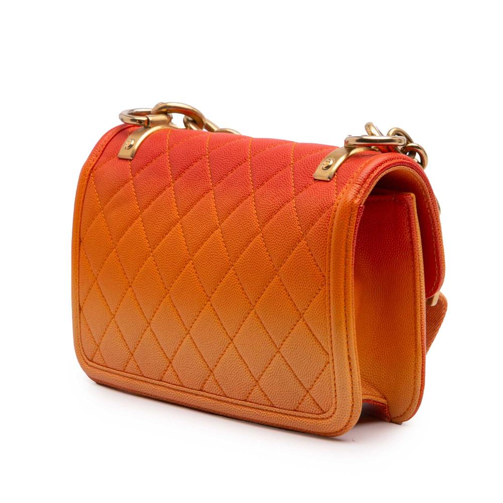 Orange Leather Chanel Flap Bag