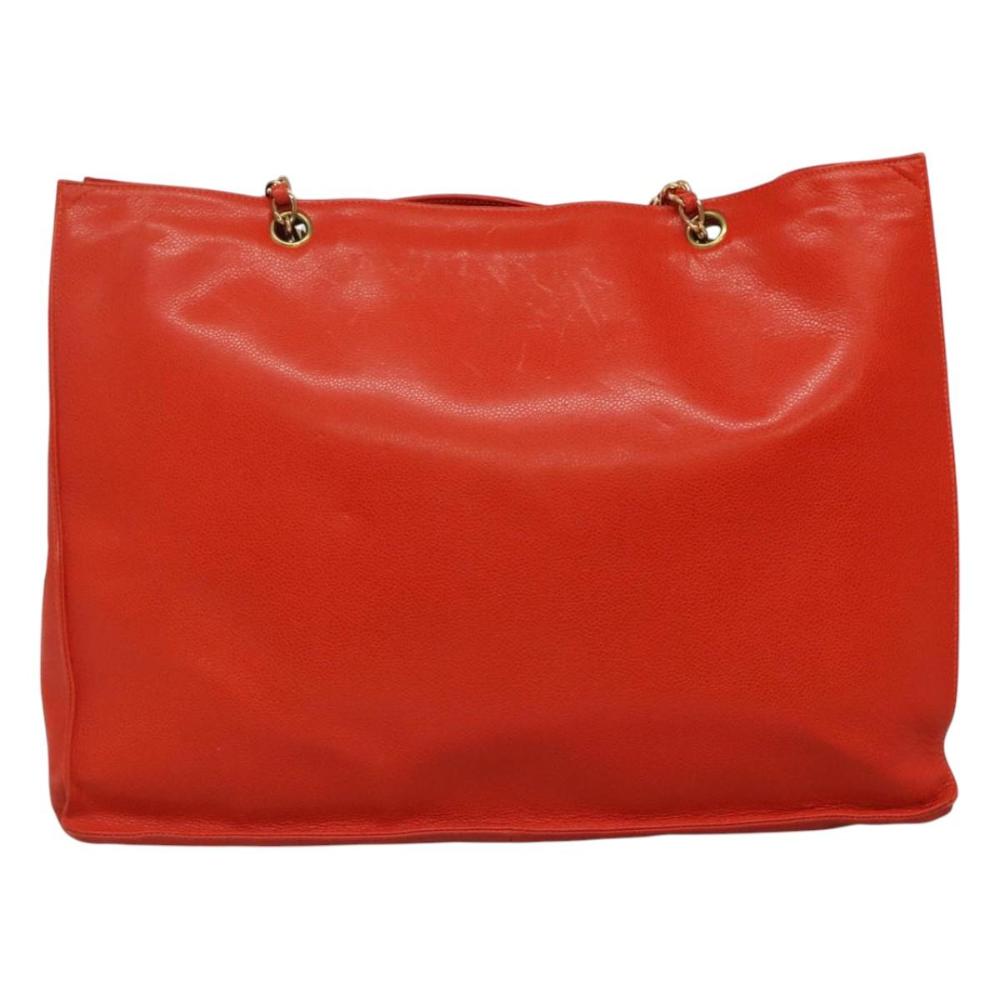 Orange Leather Chanel Tote