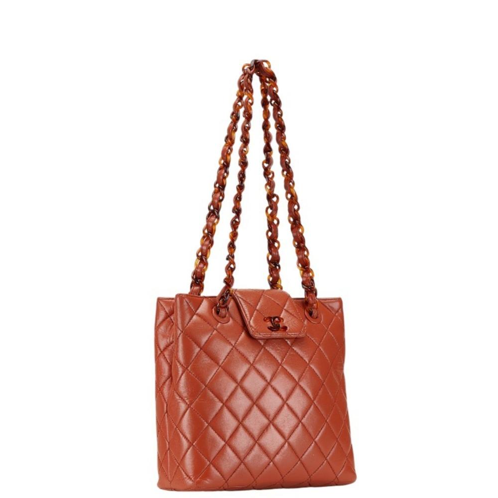 Orange Leather Chanel Shoulder Bag