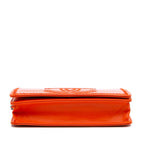 Orange Leather Chanel Wallet On Chain