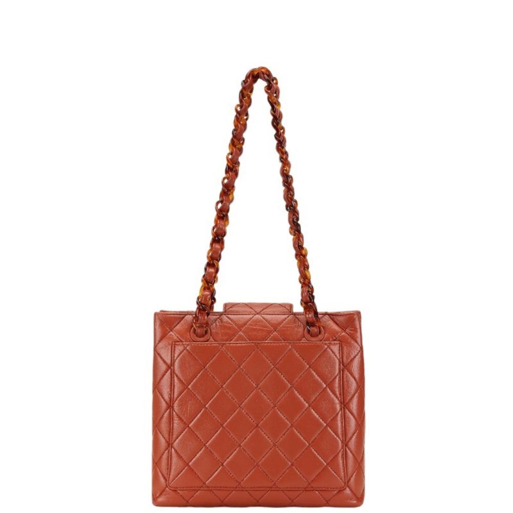 Orange Leather Chanel Shoulder Bag