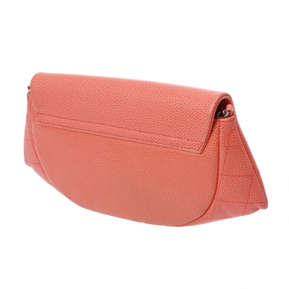 Orange Leather Chanel Wallet On Chain