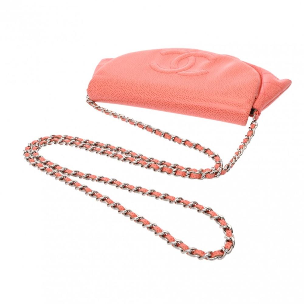 Orange Leather Chanel Wallet On Chain