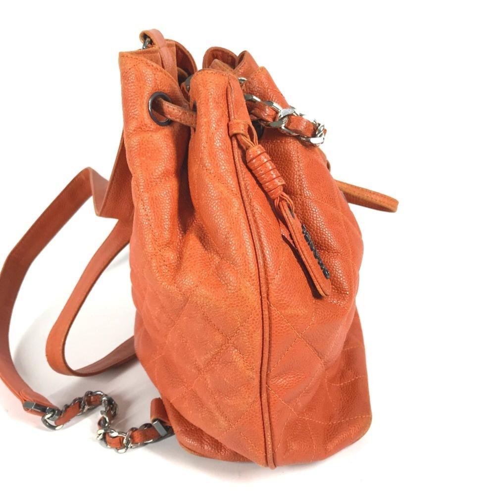 Orange Leather Chanel Backpack