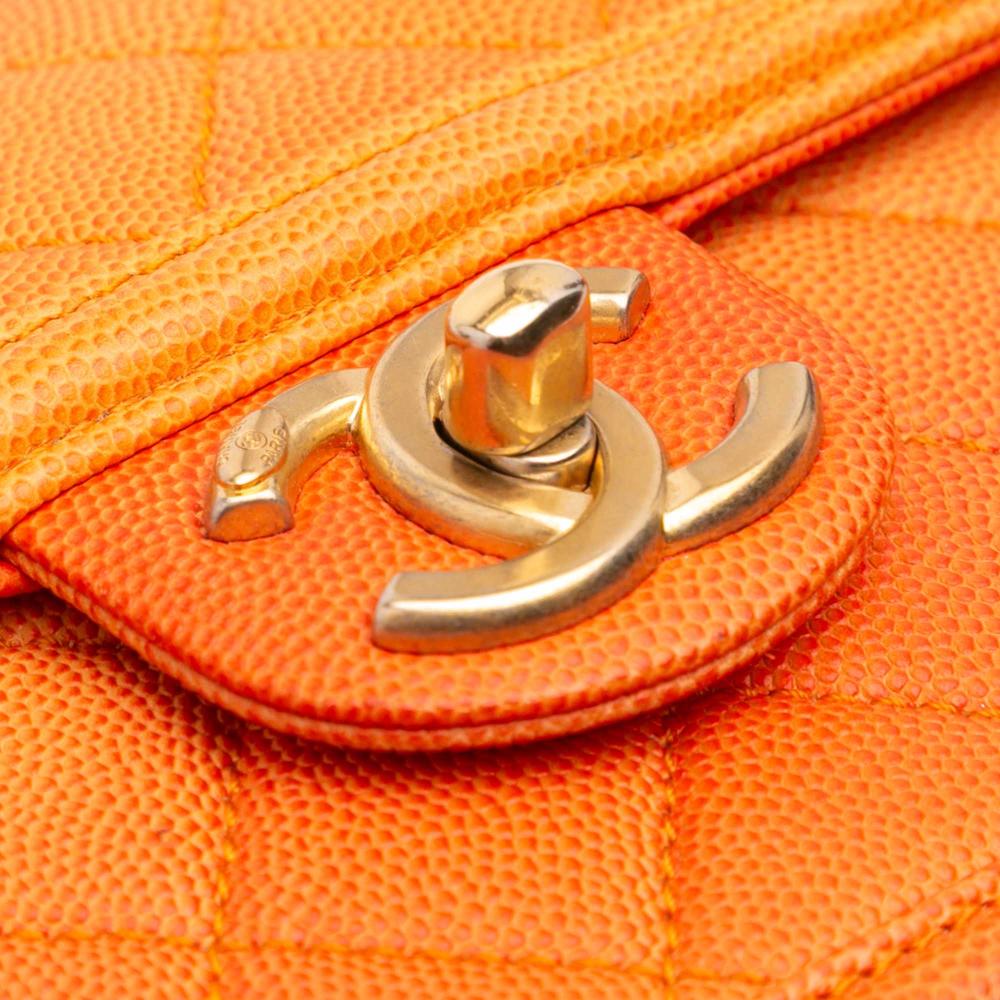 Orange Leather Chanel Flap Bag