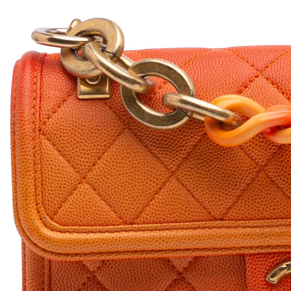 Orange Leather Chanel Flap Bag