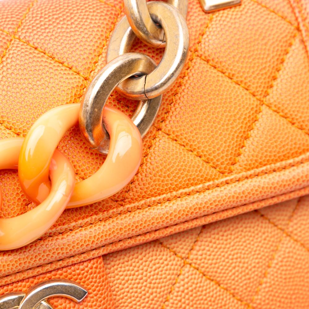 Orange Leather Chanel Flap Bag