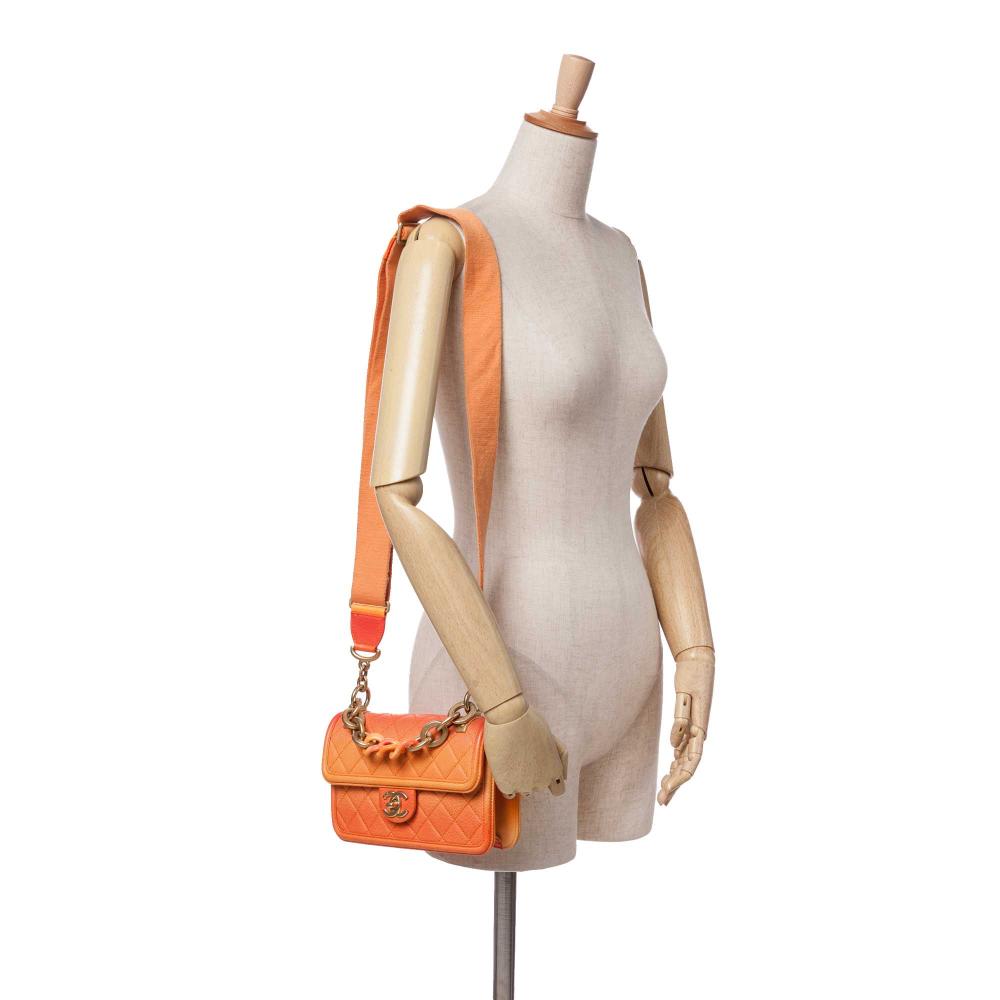 Orange Leather Chanel Flap Bag