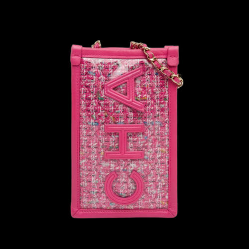 Pink Fabric Chanel Crossbody Bag