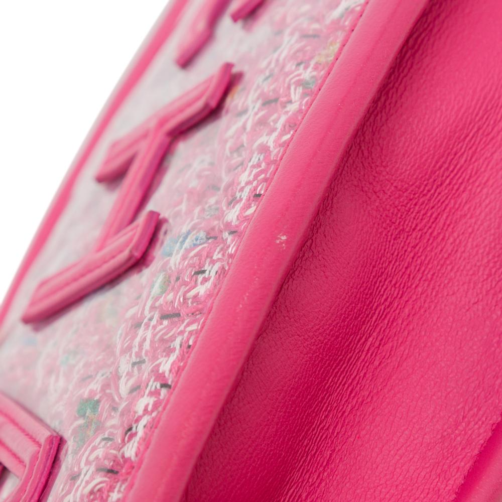 Pink Fabric Chanel Crossbody Bag