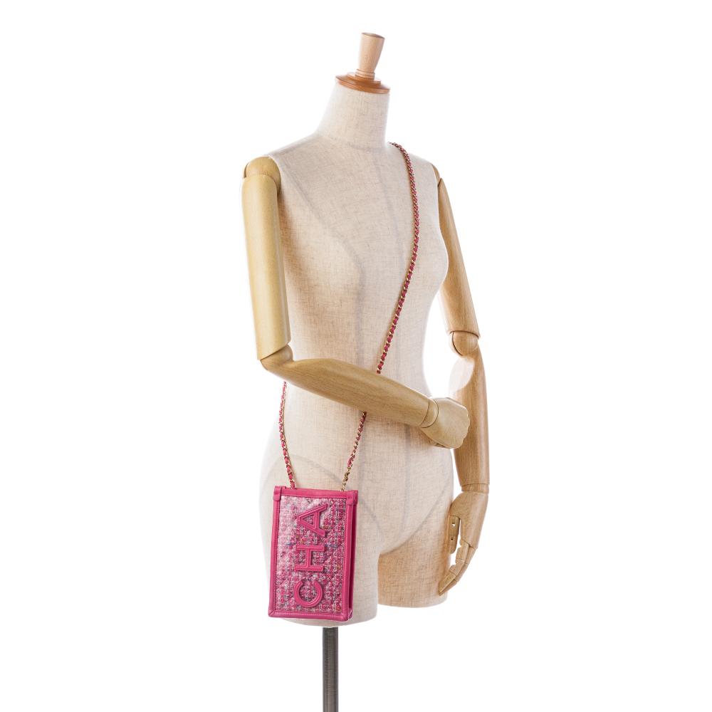 Pink Fabric Chanel Crossbody Bag