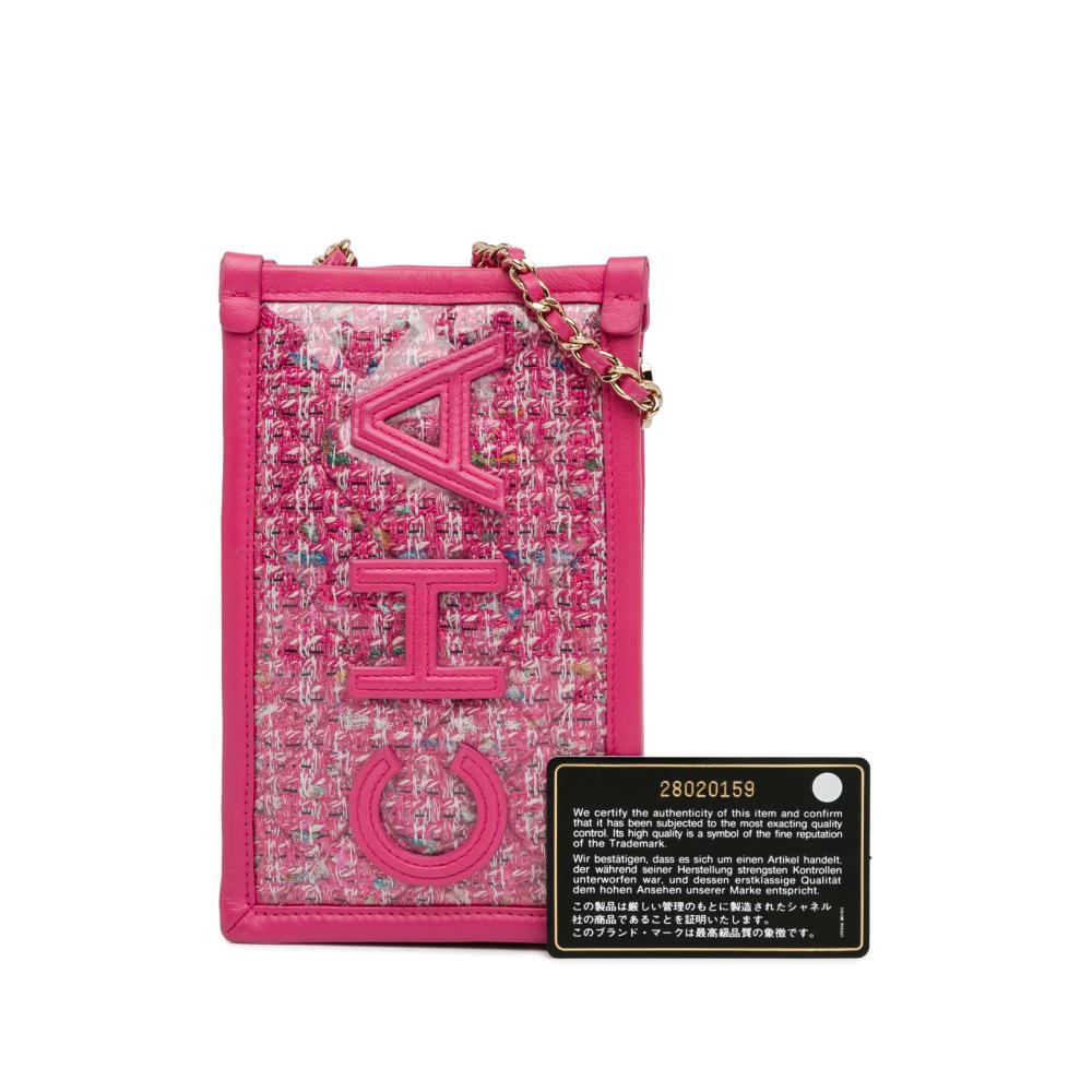 Pink Fabric Chanel Crossbody Bag